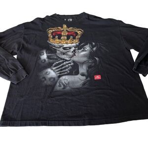 OGabel Lost-King T-Shirt 3XL Skull King Graphic-Tee Grunge EUC Long Sleeve